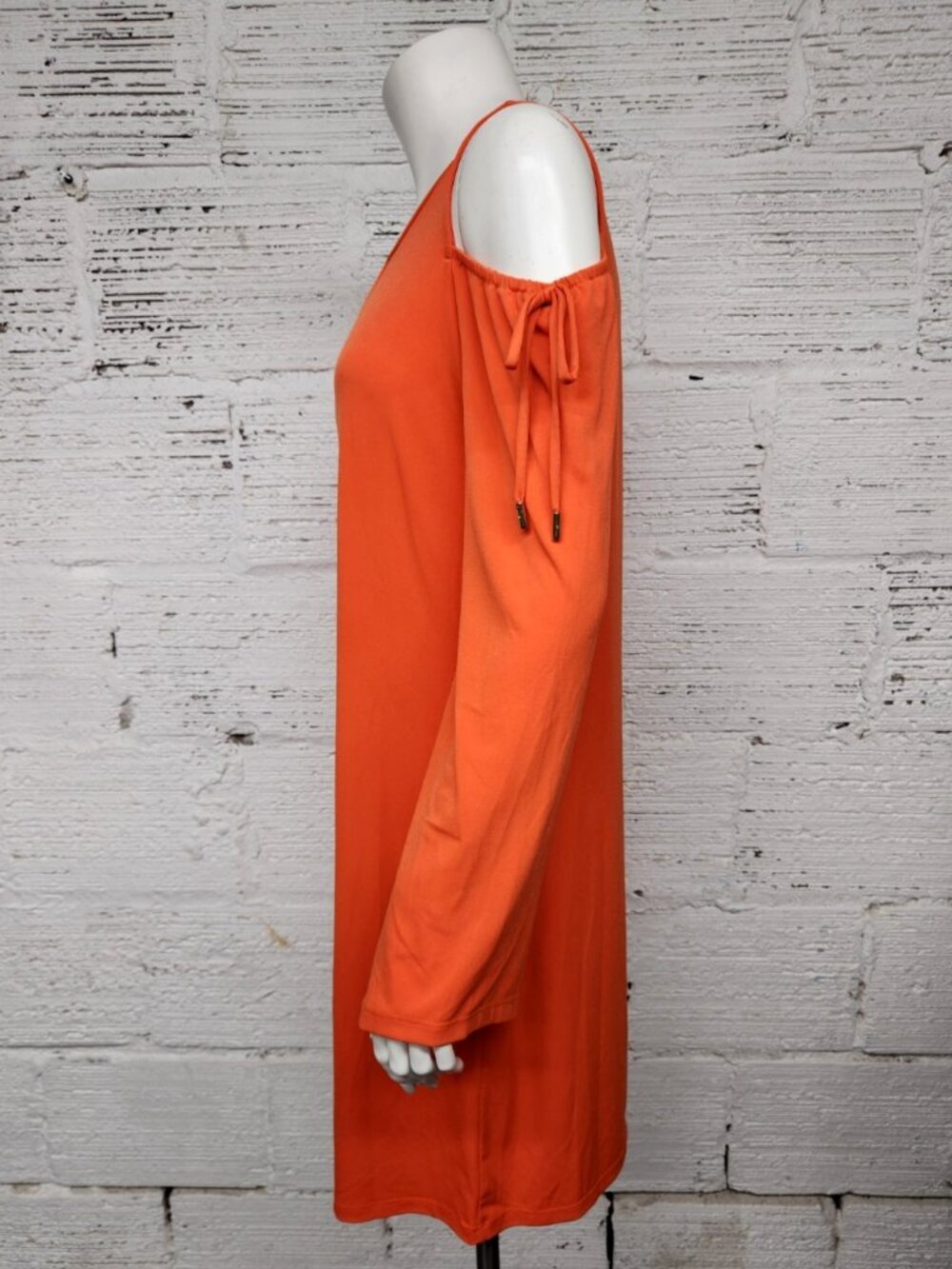 Michael Kors Size S Clementine/Orange Slinky Cold Shoulder Shift Dress - Picture 4 of 6